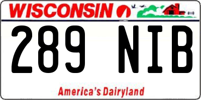 WI license plate 289NIB