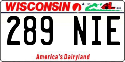 WI license plate 289NIE