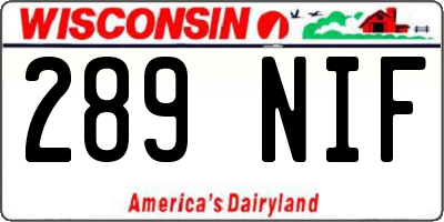 WI license plate 289NIF