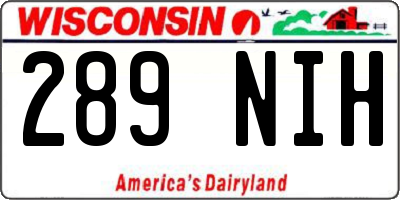 WI license plate 289NIH
