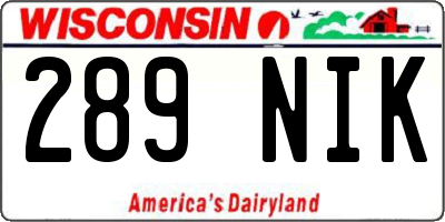 WI license plate 289NIK