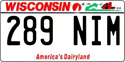 WI license plate 289NIM