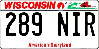 WI license plate 289NIR