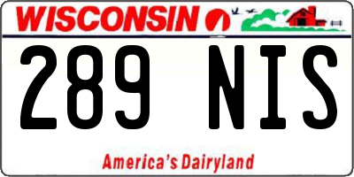 WI license plate 289NIS
