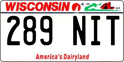 WI license plate 289NIT