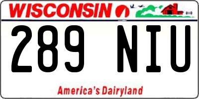 WI license plate 289NIU