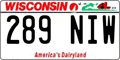 WI license plate 289NIW