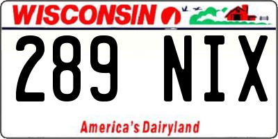 WI license plate 289NIX