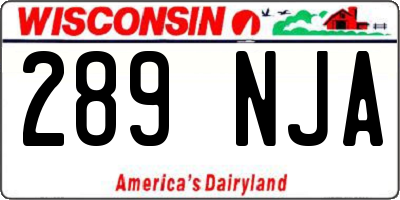 WI license plate 289NJA