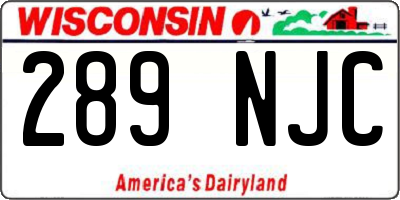 WI license plate 289NJC
