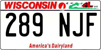 WI license plate 289NJF