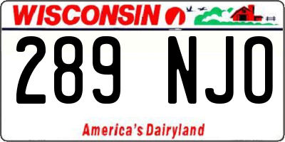 WI license plate 289NJO