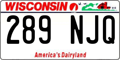 WI license plate 289NJQ