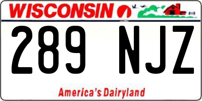 WI license plate 289NJZ
