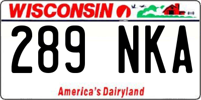 WI license plate 289NKA