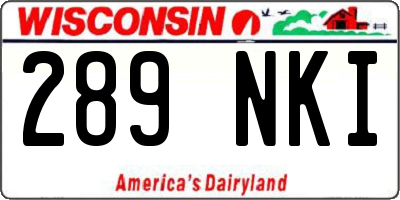 WI license plate 289NKI