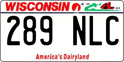 WI license plate 289NLC