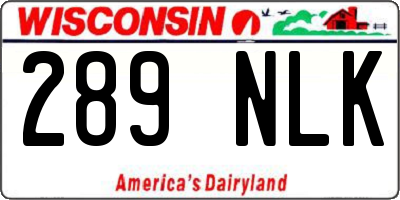 WI license plate 289NLK