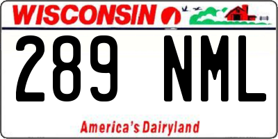 WI license plate 289NML