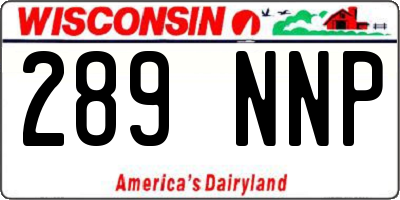 WI license plate 289NNP