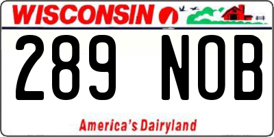 WI license plate 289NOB