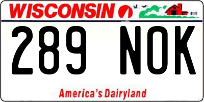 WI license plate 289NOK
