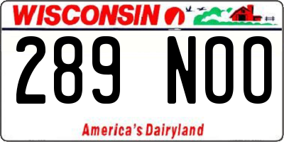 WI license plate 289NOO