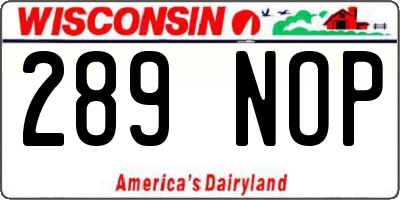WI license plate 289NOP