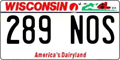 WI license plate 289NOS