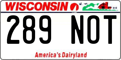 WI license plate 289NOT
