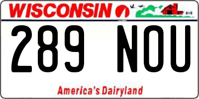 WI license plate 289NOU
