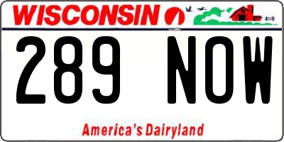 WI license plate 289NOW