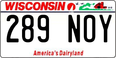 WI license plate 289NOY