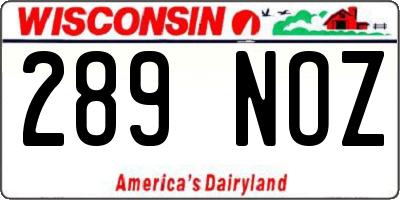 WI license plate 289NOZ