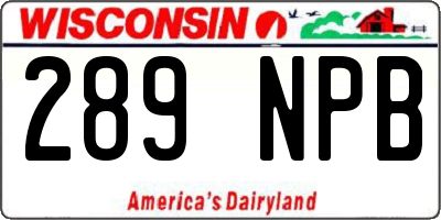 WI license plate 289NPB