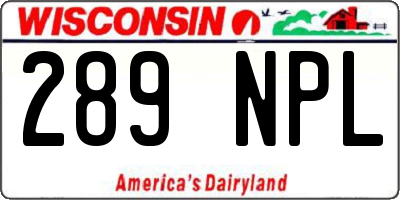 WI license plate 289NPL
