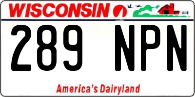 WI license plate 289NPN