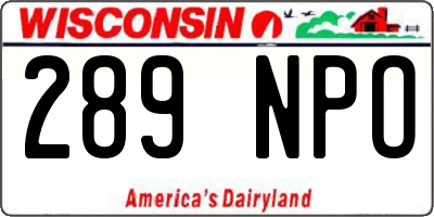 WI license plate 289NPO