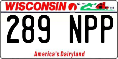 WI license plate 289NPP