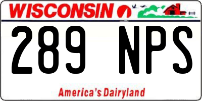 WI license plate 289NPS