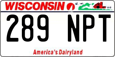 WI license plate 289NPT