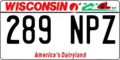 WI license plate 289NPZ