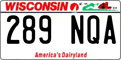 WI license plate 289NQA
