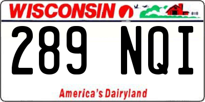 WI license plate 289NQI