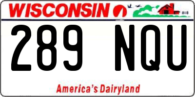 WI license plate 289NQU