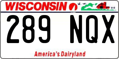 WI license plate 289NQX