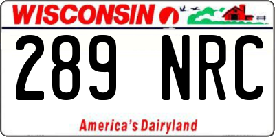 WI license plate 289NRC