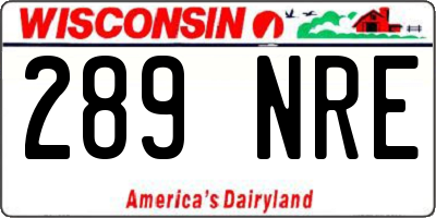 WI license plate 289NRE
