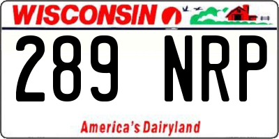 WI license plate 289NRP