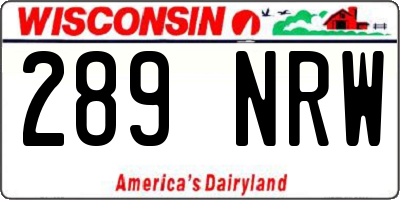 WI license plate 289NRW